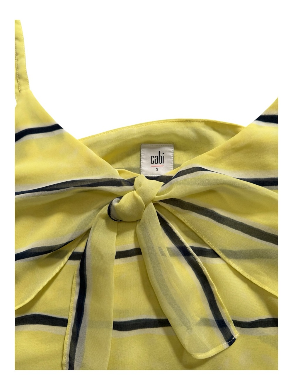 CAbi Yellow and Navy Striped Tie-Front Cami Size:S - Picture 5 of 6